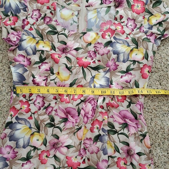 ADRIANNA PAPELL Womens Dress 6 Floral Short Sleeve Silk - Picture 10 of 11